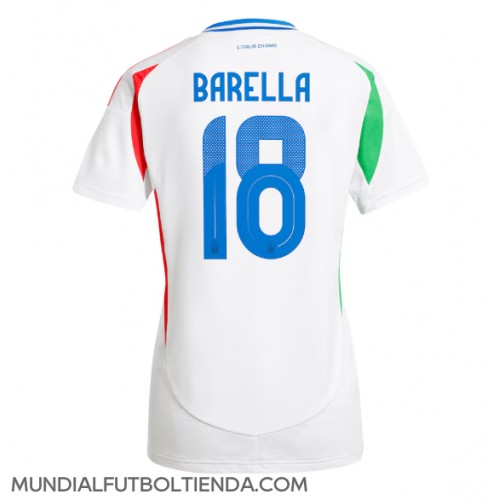 Camiseta Italia Nicolo Barella #18 Segunda Equipación Replica Eurocopa 2024 para mujer mangas cortas